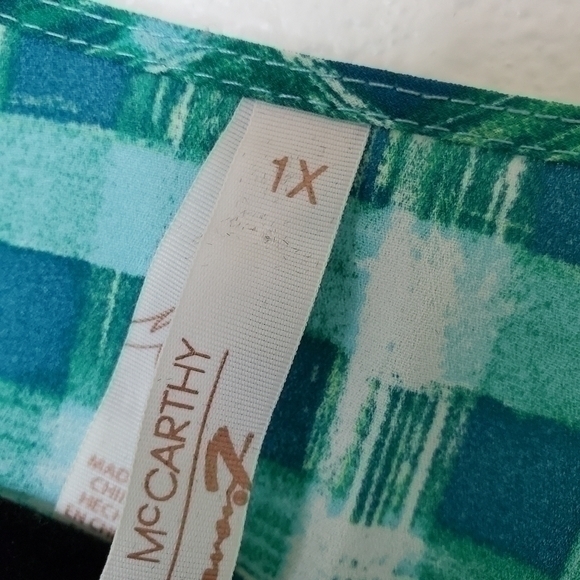 Melissa McCarthy Seven7 W Teal Sleeveless Plaid Babydoll Popover Top 1X EUC - Picture 4 of 10